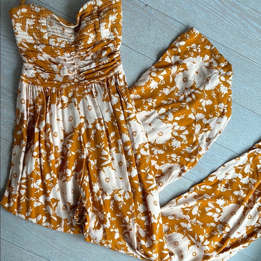 Floral Strapless Wide-Leg Jumpsuit